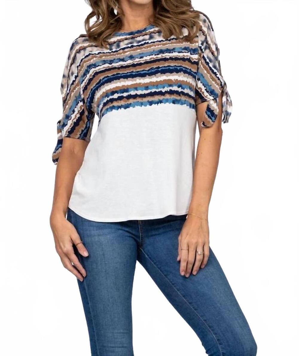 NEW COLLECTIVE RACK women's print contrast top in multicolor